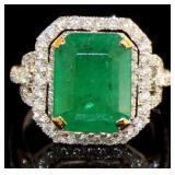 18kt Gold 6.36 ct Natural Emerald & Diamond Ring