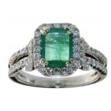 14kt Gold 1.88 ct Natural Emerald & Diamond Ring