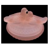 Pink Satin Glass Livebirds Candy Dish