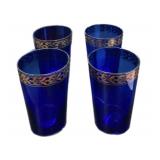 (4) Gold Trim Cobalt Blue Glasses