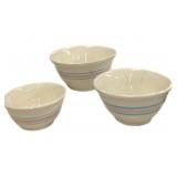 (3) Pc Vintage McCoy Mixing Bowl Set-Age Cracks