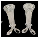 Pair 8.5 " Crystal Bud Vases