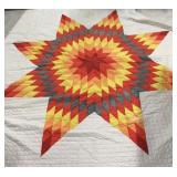 78 x 83 Lone Star Hand Stitched Quilt