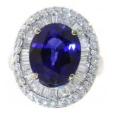 14kt Gold 4.16ct Brilliant Sapphire & Diamond Ring