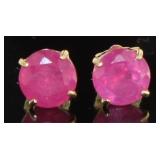 14kt Gold 2.00 ct Natural Ruby Stud Earrings