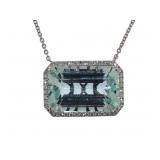 14k Gold 13.07 ct Aquamarine & Diamond Necklace