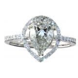 14kt Gold 1.77 ct Pear Cut Lab Diamond Ring