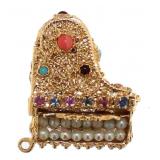14kt Gold Gemstone & Seed Pearl Piano