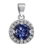 Round 2.00 ct Halo Tanzanite Pendant