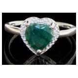 Heart Shape 2.40 ct Emerald & Diamond Ring