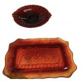 Amberina Bread Plate & Ruby Candy Dish