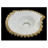 Ruffled Edge Milk Glass Dish
