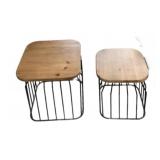 Pair New Wood & Metal Plant Stands