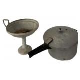 Pressure Cooker & Pedestal Metal Dish