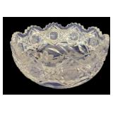 Heavy Lead Crystal Etched Bowl