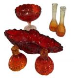 (6) Pc Glass Amberina & More