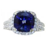 14kt Gold 6.10ct Brilliant Sapphire & Diamond Ring