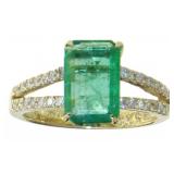 14kt Gold 1.80 ct Natural Emerald & Diamond Ring