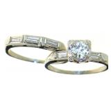 14kt Gold 1.00 ct Old Mine Cut Diamond Bridal Set