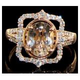 14k Gold 2.01 ct Morganite & Diamond Ring