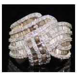 14kt Gold 2.50 ct Cognac & White Diamond Ring