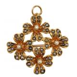 14kt Gold Antique Seed Pearl Brooch