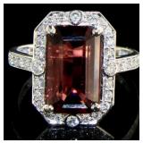 14kt Gold 5.90 ct Tourmaline & Diamond Ring