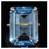 14kt Gold Step Cut 21.86 ct Swiss Blue Topaz Ring
