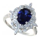 14k Gold 3.20 ct Sapphire & Diamond Ring