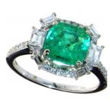 14kt Gold 3.03 ct Emerald & Diamond Ring