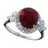 14kt Gold 4.78 ct Oval Ruby & Diamond Ring