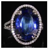 14kt Gold 12.63 ct Oval Sapphire & Diamond Ring
