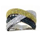 Genuine 1.25 ct Fancy Blue-Yellow Diamond Ring