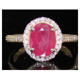 14k Yellow Gold 2.85 ct Ruby & Diamond Ring