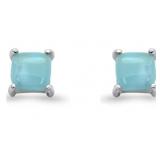 Princess Cut 2.00 ct Natural Larimar Stud Earrings