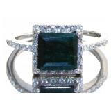 Princess Cut Natural 2.25 ct Emerald Ring