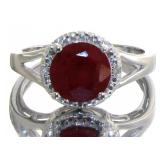 Round Natural 2.10 ct Ruby & Diamond Ring