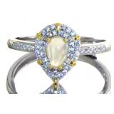 Pear Cut Natural White Opal Dinner Ring
