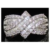 10kt Gold Brilliant 3/4 ct Diamond Baguette Ring