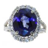 14kt Gold 9.76ct Brilliant Sapphire & Diamond Ring