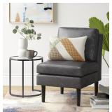 Gelbin Faux Leather Accent Chair - Dark Grey
