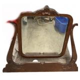 Vintage Oak Frame Wishbone Dresser Mirror