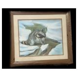 Framed Signed & Numbered Fraize Raccoon Print