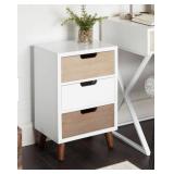 Dustin White and Mixed Square Wood Side Table