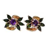 14kt Gold 2.12 ct Gemstone & Diamond Earrings