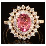 14K Rose Gold 2.33 ct Tourmaline & Diamond Ring