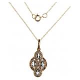 14kt Rose Gold Aquamarine & Diamond Necklace
