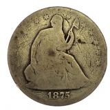 1875-S Seated Liberty Silver Half Dollar