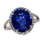 14k Gold 6.18 ct Sapphire & Diamond Ring