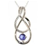 Genuine Tanzanite & White Zircon Necklace